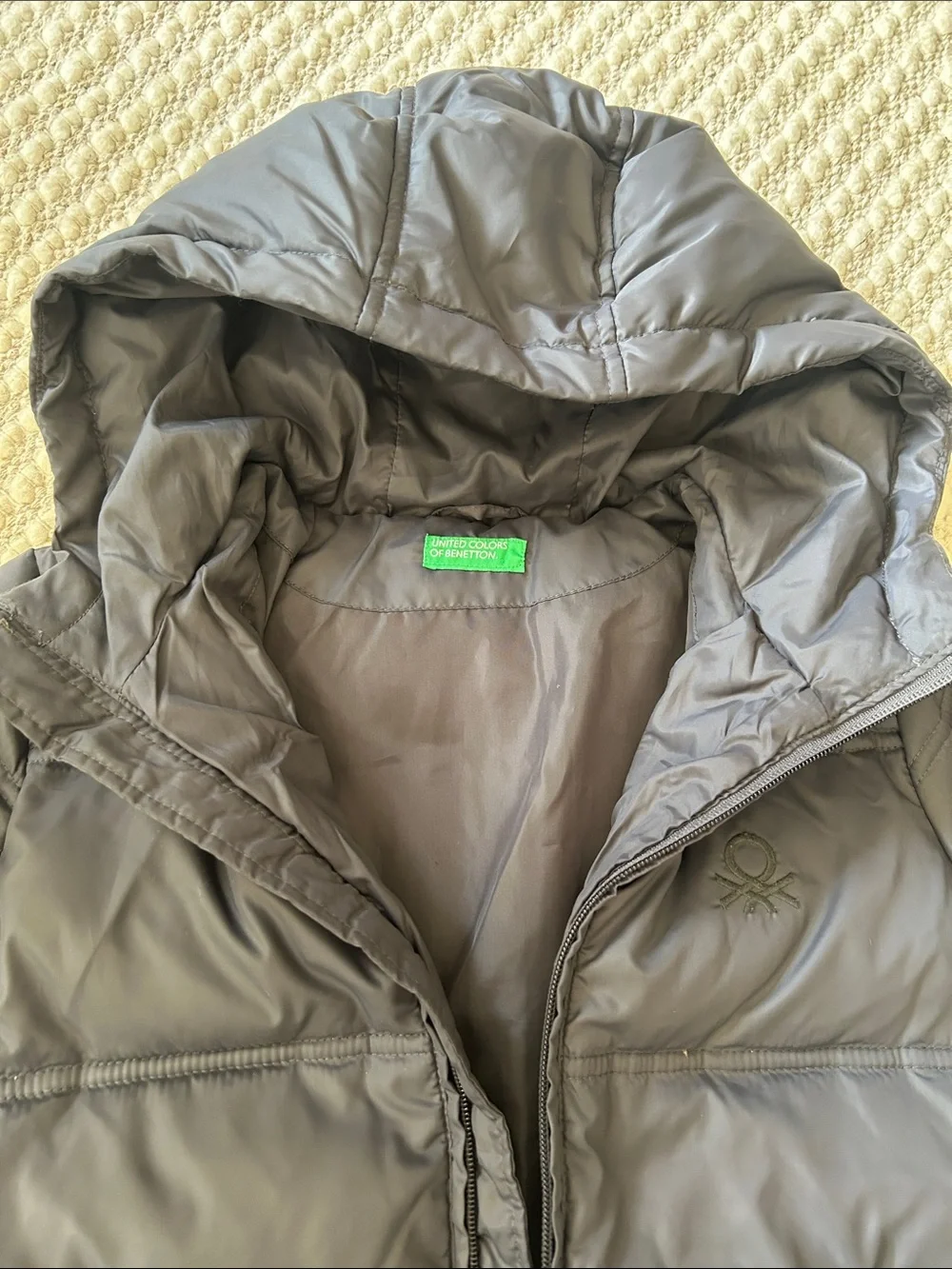 United Colors Of Benetton Kids Dark Gray Hooded Puffer Jacket